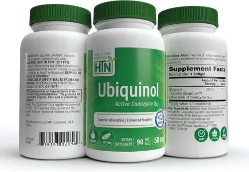 Vista 5 de Health Thru Nutrition Ubiquinol 50 mg 90 cápsulas blandas como Kaneka QH Reduced CoQ-10 Estabilizado - Probado por terceros Biodisponibilidad