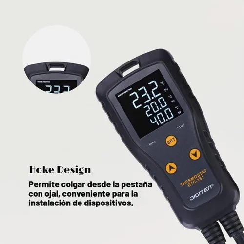 Vista 5 de DIGITEN DTC151 Termostato enchufable de controlador de temperatura 110V 15A, controlador digital de temperatura de salida para esterilla térmica