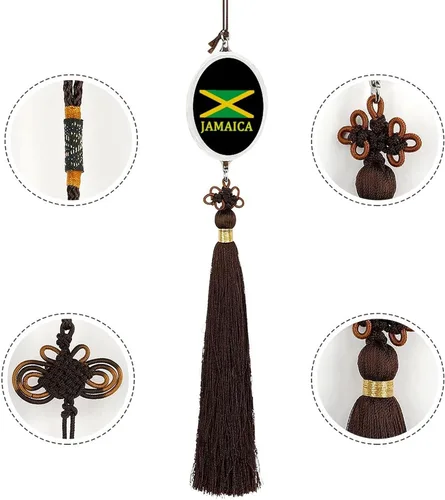 Vista 3 de Colgante de coche con bandera de Jamaica, espejo retrovisor, dije de la suerte, adorno colgante colgante para mujeres y hombres, regalo elipse