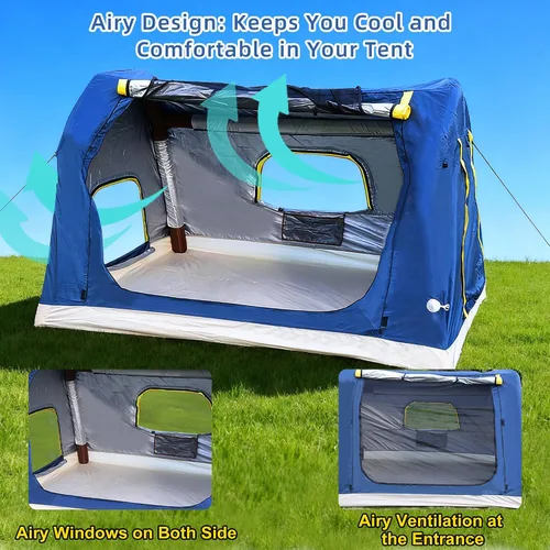 Vista 11 de 2-4 Person Inflatable Camping Tent 60 Second Setup 4 Season Waterproof (PU3000 Oxford) All Weather Tent for Romantic Dates, Fall/Winter