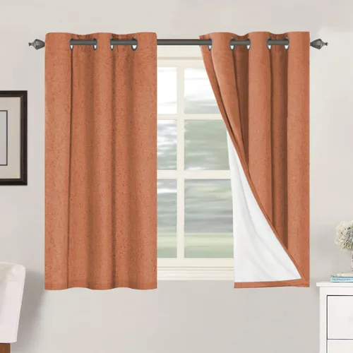 Vista 70 de H.VERSAILTEX Cortinas 100% opacas con aislamiento térmico, texturizadas, de lino, con bloqueo completo de calor y luz, para sala de estar y Negro