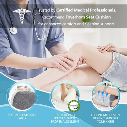 Vista 3 de foverhom Almohada de rodilla de espuma viscoelástica, almohada ortopédica de pierna para alivio de la ciática, dolor de espalda, embarazo, dolor