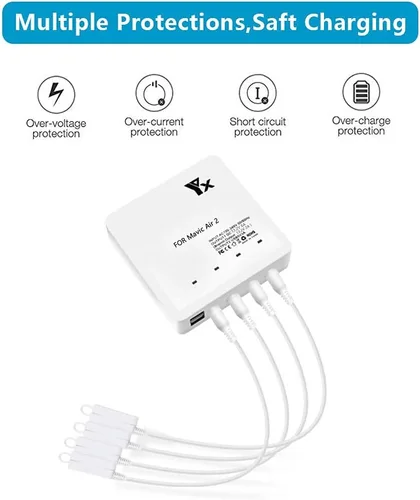 Vista 5 de Hanatora Air 2S, cargador de batería Mavic Air 2 compatible con DJI Air 2S, Mavic Air 2 Drone, accesorios de concentrador de carga rápida