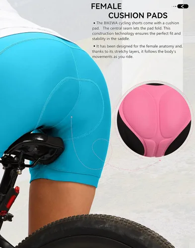 Vista 4 de Pantalones cortos de ciclismo acolchados 4D para mujer, 57 pulgadas, ropa interior de ciclismo, ciclismo de carretera, pantalones cortos para mujer