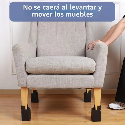 Vista 7 de Elevadores de cama de 4 pulgadas con abrazadera de tornillo ajustable, paquete de 4, color negro