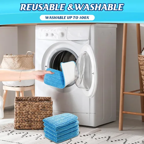 Vista 6 de 40 paquetes de almohadillas de microfibra para fregona, lavables a máquina, reemplazo de cabezal plano de limpieza, reutilizables, almohadillas