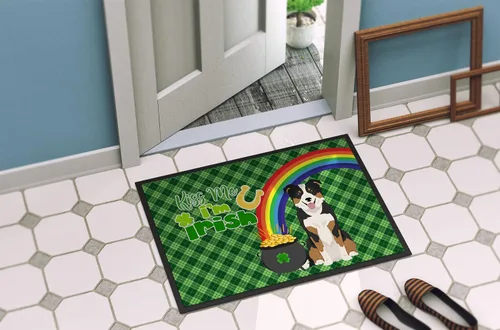 Vista 4 de Caroline's Treasures WDK4748JMAT - Tapete tricolor con borde Collie del día de San Patricio, 24 x 36 pulgadas, tapete para puerta delantera