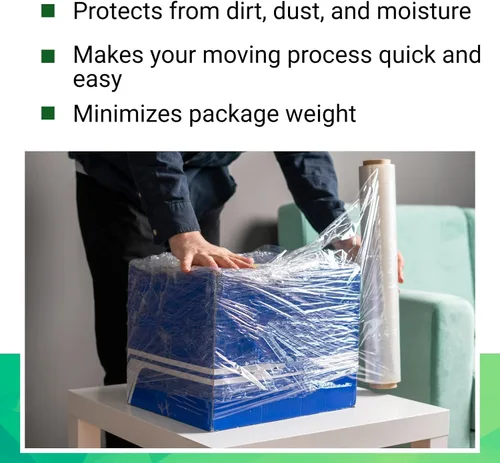Vista 5 de IDL Packaging Rollo de envoltura elástica resistente a mano de calibre 115 de 18 pulgadas x 1000 pies (paquete de 1 rollo), película elástica