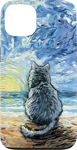 Vista 7 de Nebelung Gray Cat Starry Night Persian Russian Blue Art Case for iPhone 17