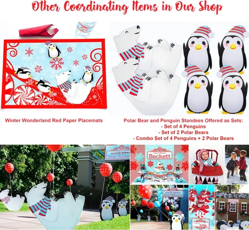 Vista 5 de Invitaciones grandes para fiesta de pingüinos - 10 invitaciones 10 sobres - Rosa