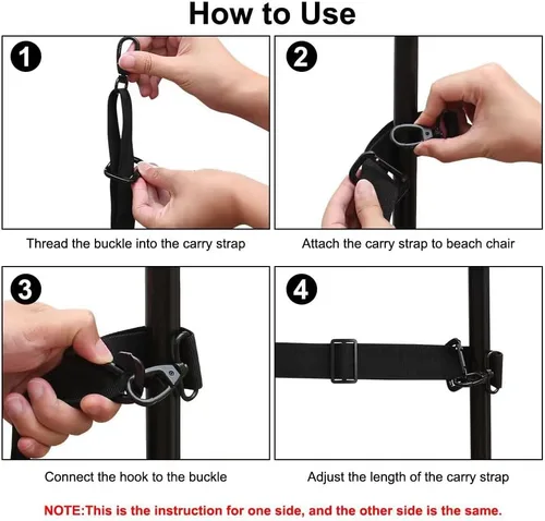 Vista 6 de Correa de transporte para silla plegable, correas ajustables para silla de playa, mochila, para playa, camping