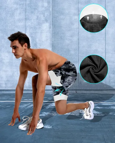 Vista 5 de Milin Naco Pantalones cortos de entrenamiento 2 en 1 para hombre con forro de 7 pulgadas, pantalones cortos de gimnasio para hombres, pantalones
