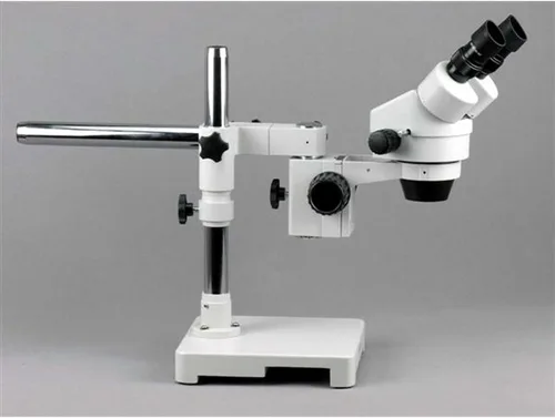 Vista 2 de AmScope SM-3B-FRL Microscopio de zoom estéreo binocular profesional, ocular WH10x, aumento 7X-45X, objetivo de zoom 0.7X-4.5X, luz de anillo