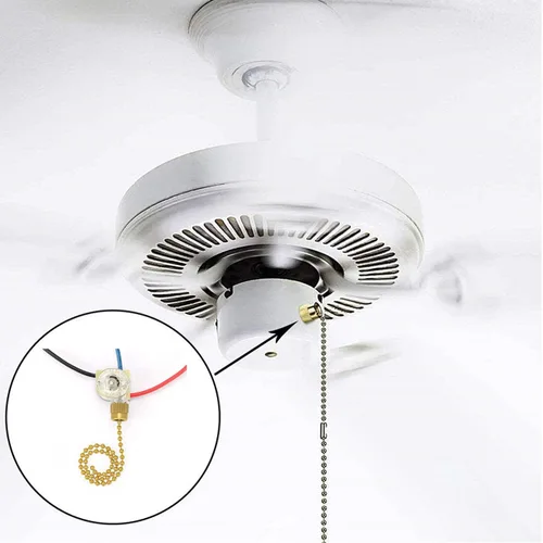 Vista 6 de Interruptor de luz para ventilador de techo, ZE-110, Zing, interruptor de ventilador de 3 vías, interruptor de cadena de tracción de techo, 2 Latón