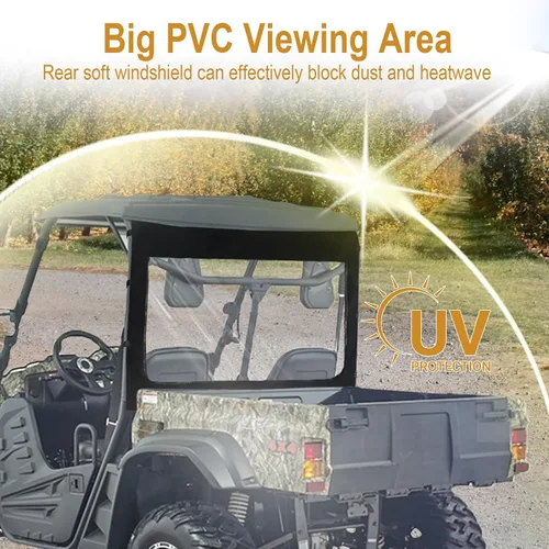 Vista 7 de AXIS 500/700 Ventana Trasera Blanda con Parabrisas, Ventana Trasera UTV con Cierre Compatible con Hisun 500 700 Massimo MSU 500 700 Coleman 500 700