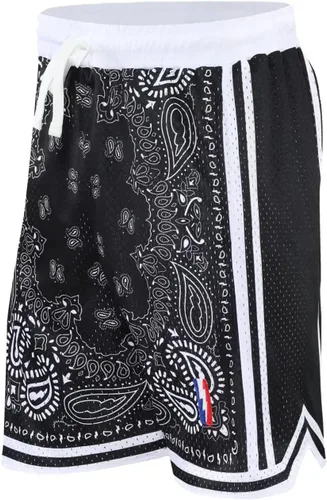 Vista 3 de BOOMLEMON Pantalones cortos de baloncesto para hombre, pantalones cortos de entrenamiento atléticos de cachemira, pantalones cortos de malla