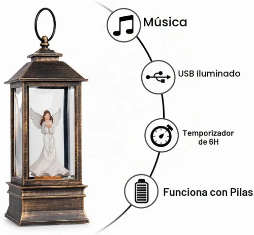 Vista 4 de Linterna de globo de nieve de Navidad, ángel brillante con paloma, forro USB/funciona con pilas, linterna iluminada para decoración de festivales