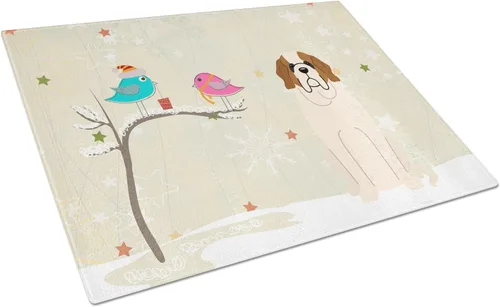 Vista 40 de Caroline's Treasures BB2513LCB - Tabla de cortar de vidrio con texto en inglés "Christmas Presents between Friends" Airedale Terrier - Tabla