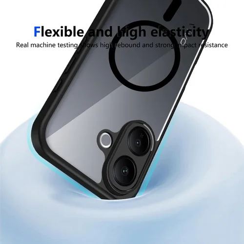 Vista 299 de Funda magnética transparente compatible con Xiaomi 17T, color negro 2 en 1 PC + TPU cubierta de teléfono a prueba de golpes, carcasa protectora