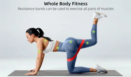 Vista 6 de Juego de bandas de resistencia para entrenamiento – Paquete de 5 bandas duraderas para entrenamiento de fuerza, terapia física, yoga, pilates