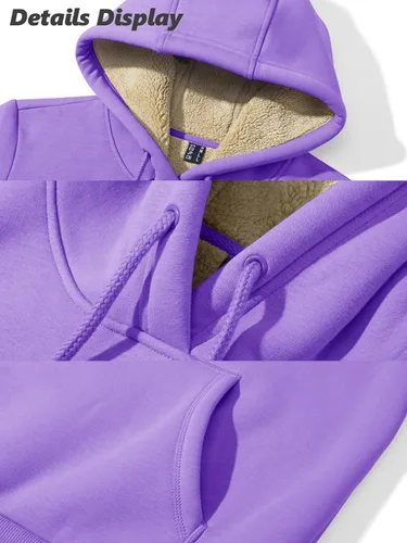 Vista 104 de MAGCOMSEN Sudaderas con capucha para mujer, con forro de sherpa, de vellón, para invierno, cálido, pesado, de algodón, con bolsillo