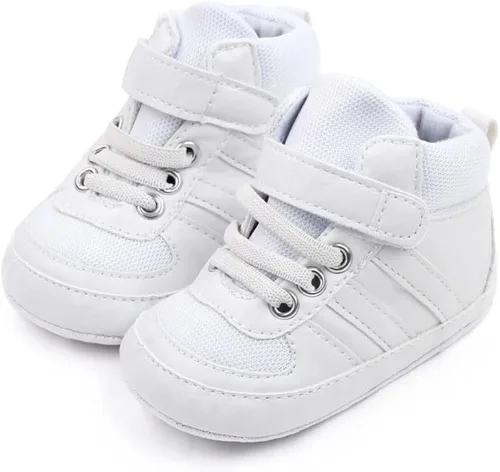 Vista 4 de Sekantrol Zapatos de cuna para recién nacidos y niñas, para primer andador, suela de goma suave, zapatos de moda para bebés, mocasines de vestir