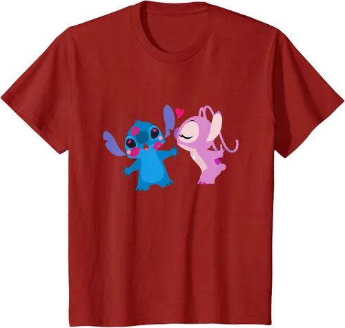 Vista 67 de Disney Stitch and Angel - Camiseta para el día de San Valentín Negro