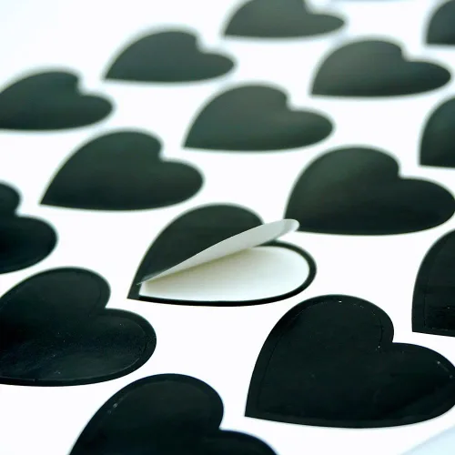 Vista 6 de SaktopDeco 500 calcomanías de corazón negro con forma de corazón oscuro, autoadhesivas, góticas, álbumes de recortes, calcomanías para manualidades
