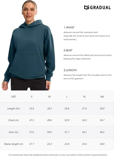 Vista 7 de G Gradual Hoodies for Women Oversized Fleece Sweatshirt with Pocket Loose Fit Casual Athletic Workout Pullover