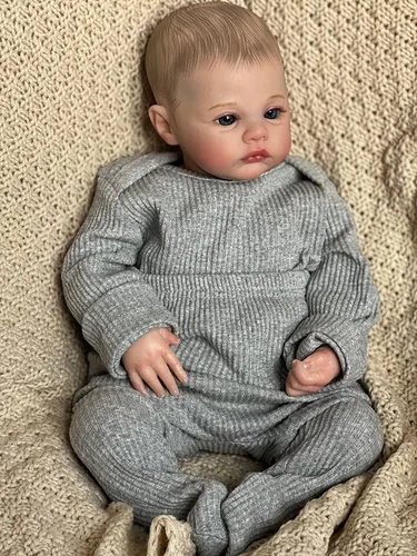 Vista 5 de Angelbaby Linda muñeca Reborn de la vida real, muñeca de silicona realista de 19 pulgadas, cuerpo de tela suave con peso, Bebe Reborn realista hecho