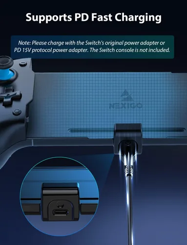 Vista 6 de NexiGo Gripcon, Enhanced SwitchSwitch OLED Controller for Handheld Mode, Ergonomic Controller for Nintendo Switch OLED with 6-Axis Gyro, Mapping