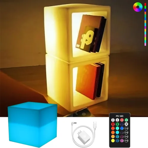 Vista 12 de Mr.Go Lámpara de ambiente de luz nocturna LED regulable de 4 pulgadas para niños y adultos, 16 colores RGB, 8 niveles de atenuación, 4 efectos