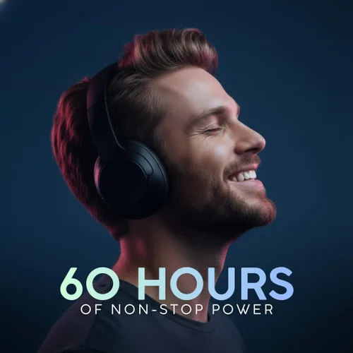 Vista 5 de Cubitt Headphones Lite - Auriculares inalámbricos Bluetooth 5.4 sobre la oreja, ANC, 60H, plegables, arena clara