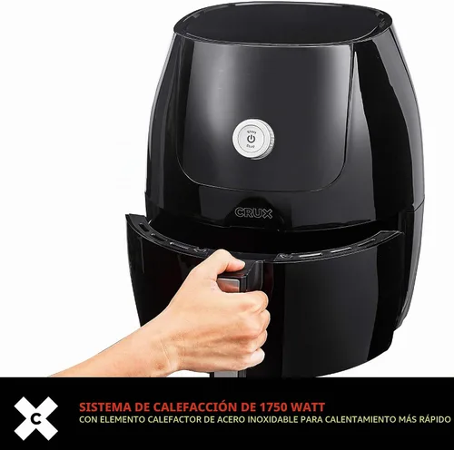 Vista 3 de CRUX Freidora de aire digital de 6 cuartos de galón con sartén antiadherente extraíble apta para lavavajillas y bandeja para crujir, temporizador