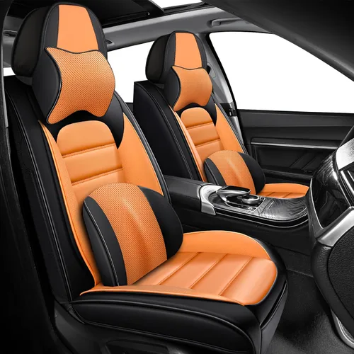 Vista 16 de Fundas de asiento para Chevrolet Chevy Aveo 2004-2011, funda de asiento de automóvil de piel sintética, compatible con bolsa de aire, protector