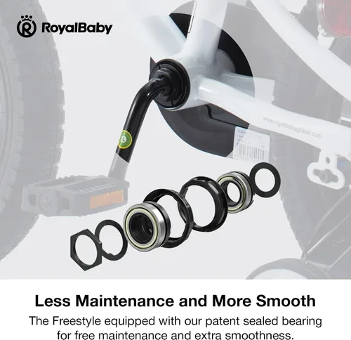 Vista 3 de RoyalBaby Freestyle - Bicicleta de aprendizaje para niños pequeños de 12 pulgadas, con ruedas de entrenamiento, para niños y niñas, principiantes