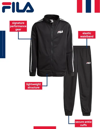 Vista 2 de Fila Conjunto deportivo deportivo para niños, sudadera de tricot de 2 piezas y pantalones deportivos de alto rendimiento, conjunto de ropa deportiva
