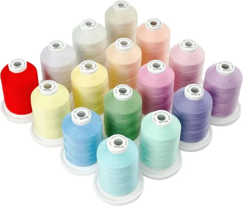Vista 17 de New brothread - 18 opciones - Hilos de algodón 100% mercerizado multiusos 50S/3 600M (660Y) cada carrete para acolchado, serger, costura y bordado