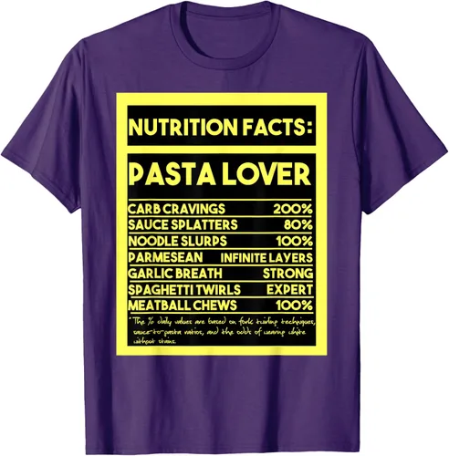 Vista 65 de Pasta Lover Nutrition Facts: The Ultimate Carb Connoisseur's T-Shirt Negro