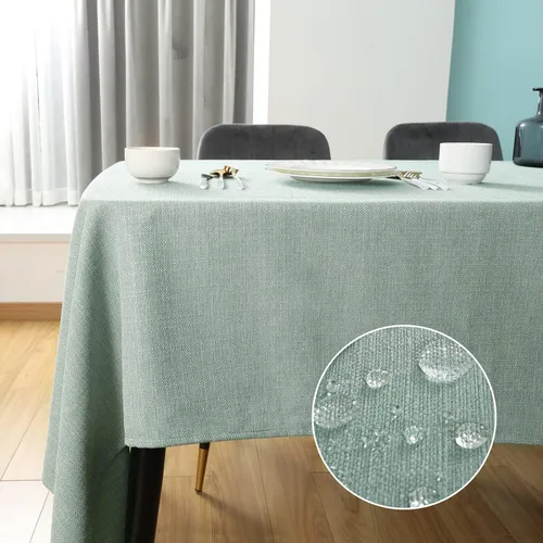 Vista 17 de Mantel rectangular de lino texturizado de 47 x 63 pulgadas, impermeable, a prueba de derrames, lavable, sin arrugas, mantel para mesa de comedor