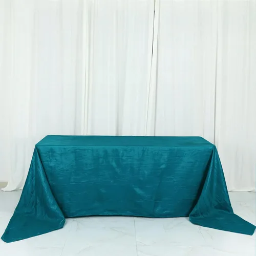 Vista 58 de Tableclothsfactory Mantel rectangular de tafetán arrugado de acordeón azul polvoriento, de 60 x 102 pulgadas, perfecto para ceremonias de boda
