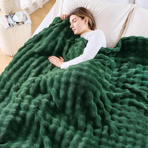 Vista 17 de NEWCOSPLAY Manta para Sofá Aqua Súper Suave de Franela Polar 3D Burbuja Ligera Manta de Cama para Uso en Todas las Estaciones (Aqua, Throw(50"x60"))