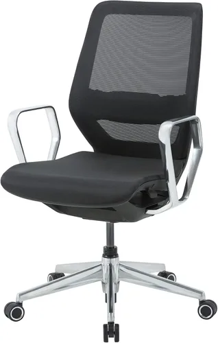 Vista 4 de WorkPro® Sentrix Silla de oficina ergonómica de malla/malla con respaldo medio, brazos fijos, negro, compatible con BIFMA