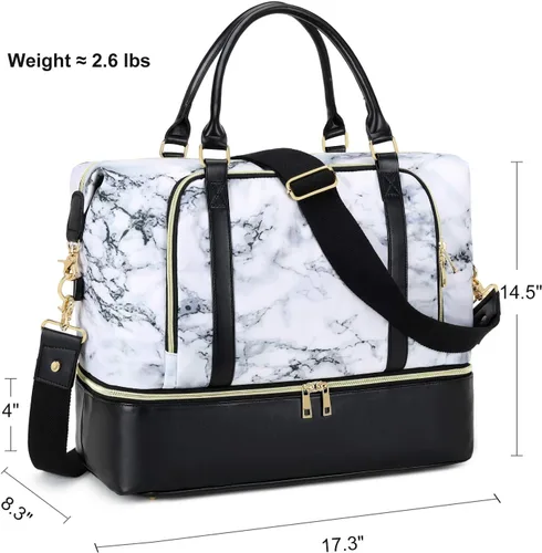 Vista 24 de CAMTOP - Bolsa de viaje de fin de semana para mujer, bolsa de lona con espacio para laptop de15.6 pulgadas