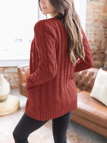 Vista 4 de PRETTYGARDEN Womens Open Front Cardigan Fashion Button Down Cable Knit Chunky Outwear Coats