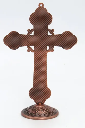 Vista 6 de GGCI Crucifijo - Cruz de pared de bronce rojo, estatua de metal tonificado y cruz de Jesucristo de mesa, 6 pulgadas de altura
