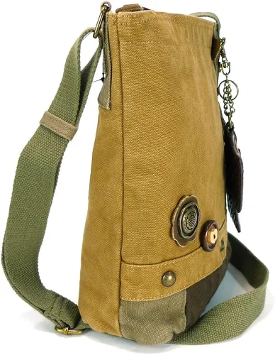 Vista 7 de Chala Bolsos de lona Crossbody Messenger Bags con blanco delgado gato monedero Combo (marrón), Marrón