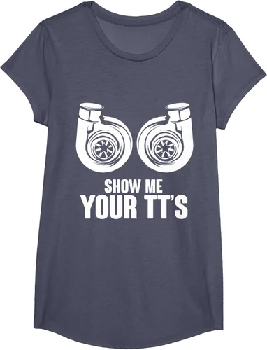 Vista 13 de Funny Show Me Your TT's Twin Turbo Car Racing Camiseta, Negro, S