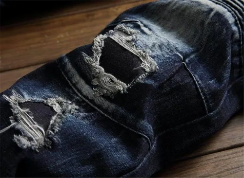 Vista 4 de AITITIA Jeans de corte recto lavado con cremallera para hombre