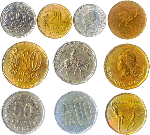 Vista 2 de Argentina 10 Monedas Mixtas de Novedad Cabeza de la Libertad Sol de Mayo Token Mundial Monedas de Fantasía